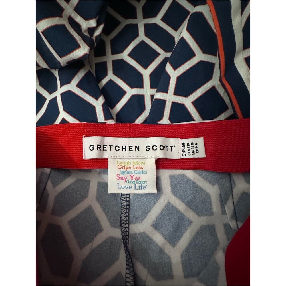 GRETCHEN SCOTT Gripeless Pull On Pants Lucy In The Sky With Diamonds Navy Shrimp - Picture 7 of 11